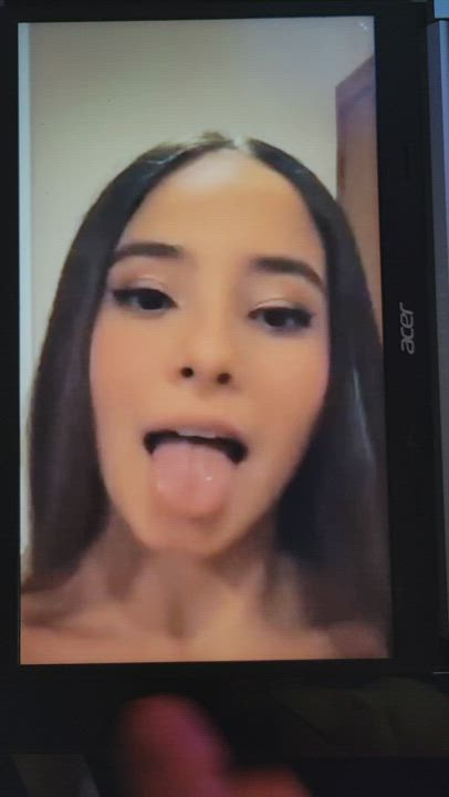College slut begged for some cum on her tongue