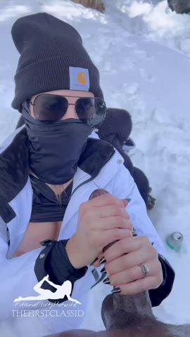 Episode 14 - Snow adventure .. She started nicely with warming up my cock before