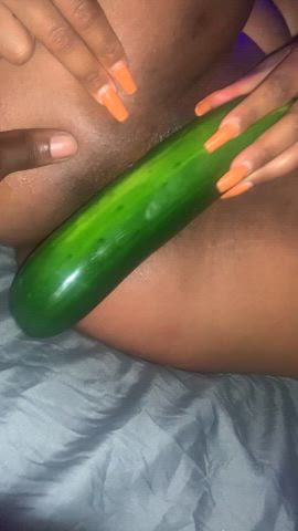 club cucumber deep penetration ebony huge dildo orgasm pussy spread squirting