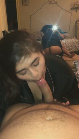 Sexy Latina with beautiful eyes loves some cock