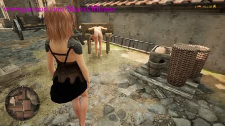 Slaves of Rome - Futa Mistress Fucking Sex Slave on the Pillory (in-game footage)