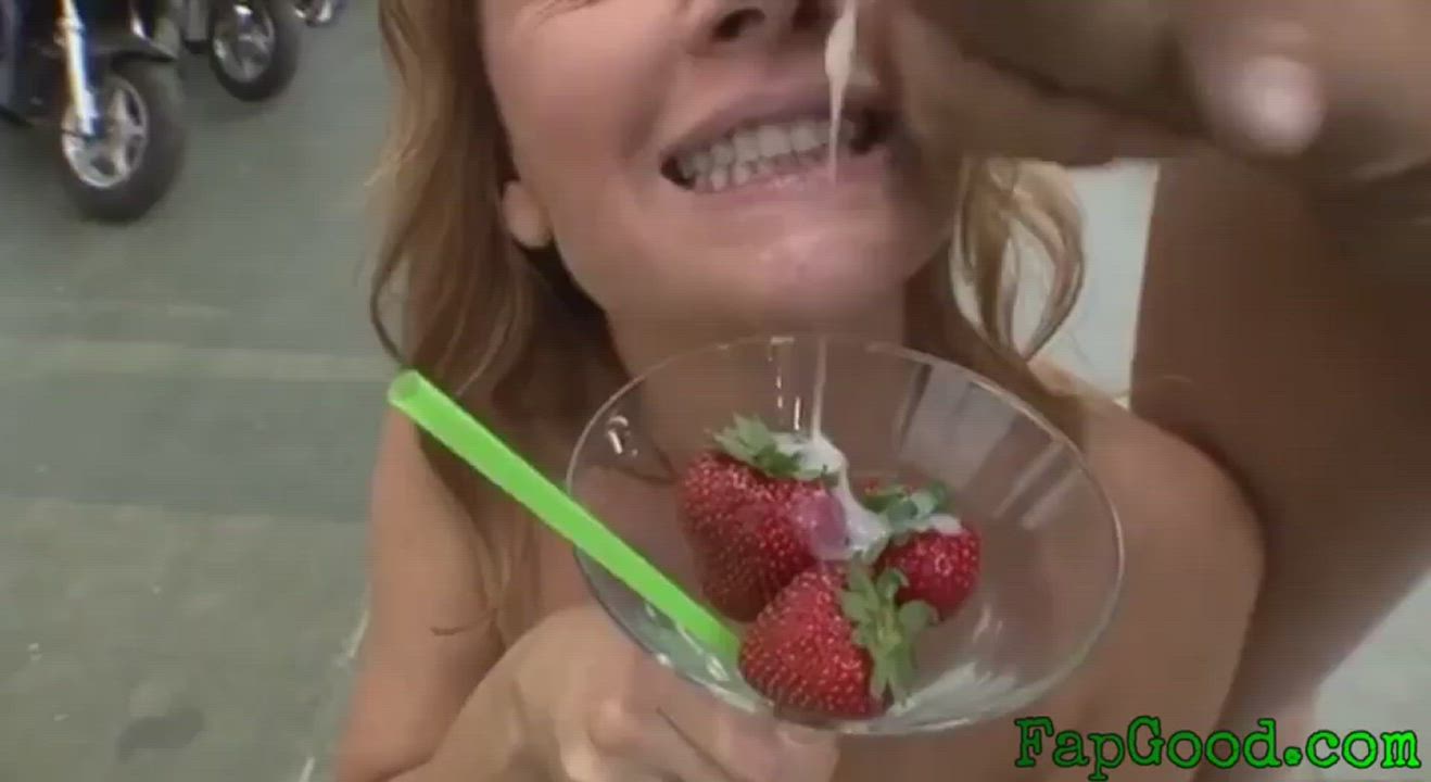 Strawberry cocktail with cum