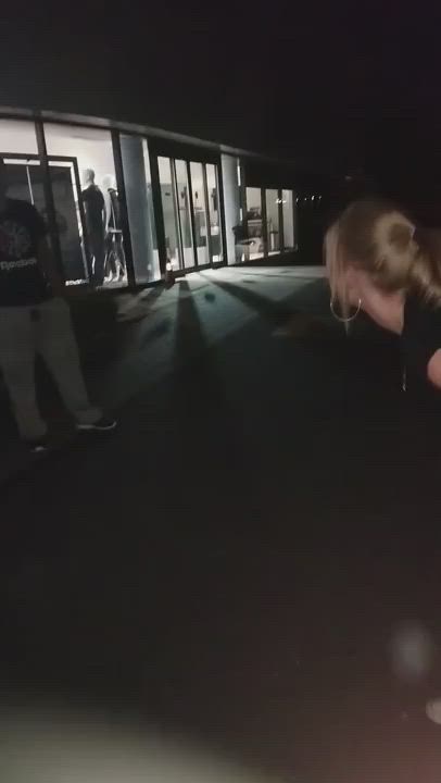 Another video of the Blonde Girl kicking nuts at the parking lot (Very attractive
