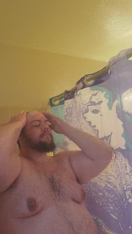 Chubby Trans Man Bear in shower