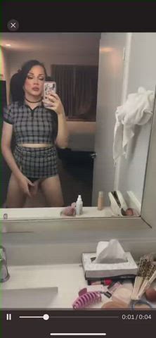 brunette femboy girl dick onlyfans schoolgirl selfie sissy trans