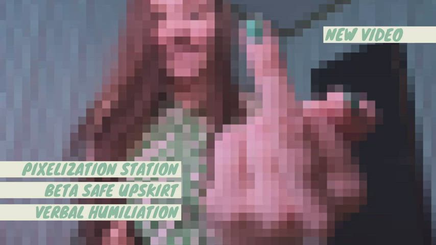 Pixelization station. Upskirt/stockings tease for your useless beta brain