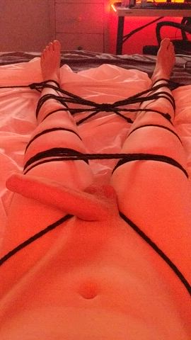 Me being tied up has got me so excited that my cock can't stop twitching