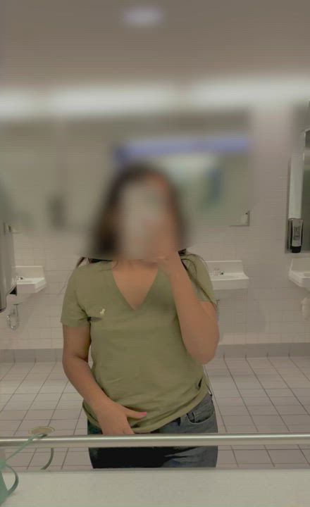 Another layover, same bathroom, same boobs. (f)