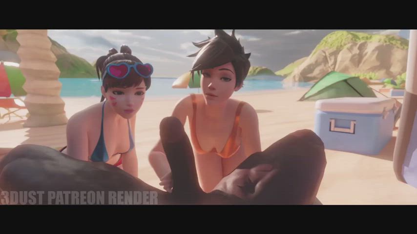 D Va needed help from Tracer with that massive dick