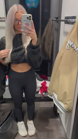 blonde see through clothing teen changing-rooms tiny-tits