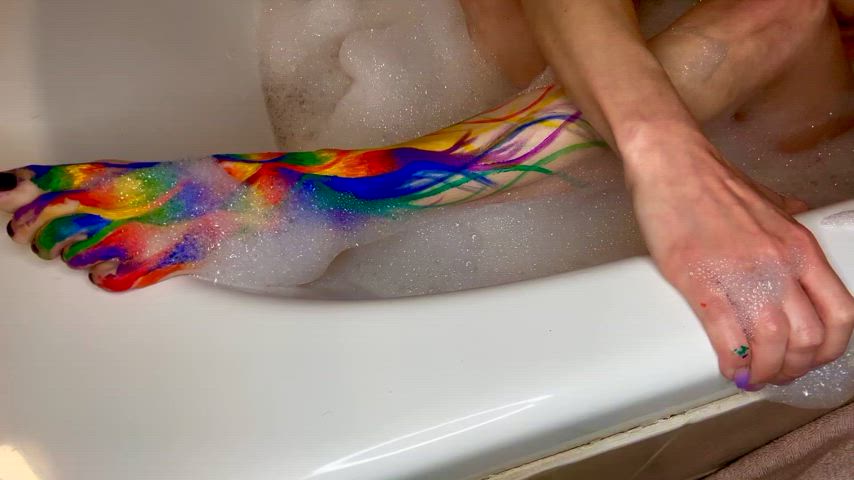 Painted my feet this weekend so I had to wash of these dirty little feet in a bubble