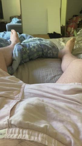 Pulled my soft cock out of my boxers, got hard and spurted fast