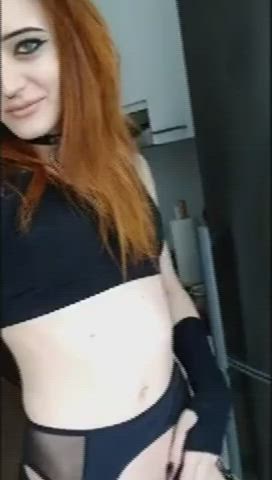 girl dick lingerie masturbating redhead slow motion t-girl tease trans