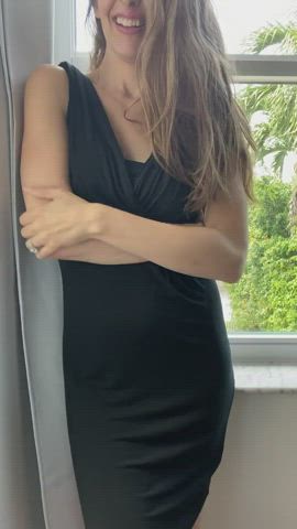 Revealing boobs and lifting dress