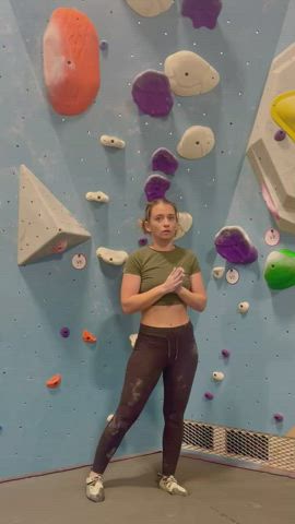 Showing off in a busy climbing gym