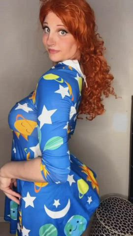 ass big ass caption censored cosplay dress humiliation jiggling redhead