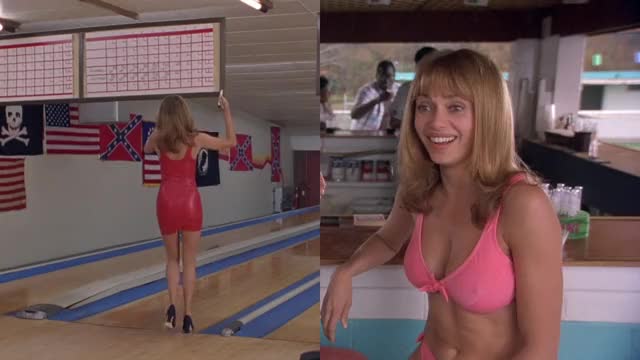 Vanessa Angel - Kingpin (1996) - split-screen mini-loop, pink bikini x tight red