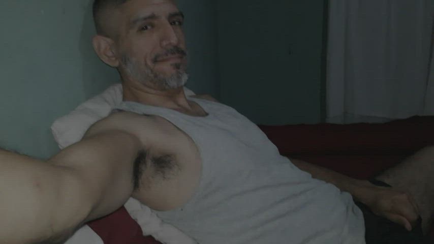 Jerking Off in a Gray Tank Top