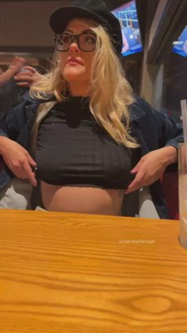 blonde flashing glasses milf natural tits nipple piercing onlyfans public savvy suxx