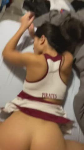 Asian Cheerleader Getting Stuffed [Gif]