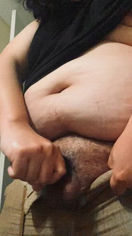 Daddy massaging his thick meat