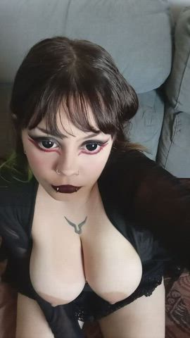 Say a word about my goth tiddies