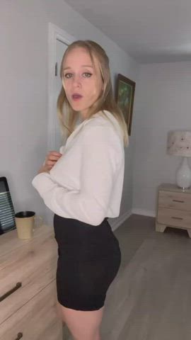 blonde coworker dildo doggystyle missionary role play skirt upskirt