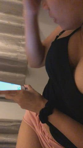 Grabbing tits in bed