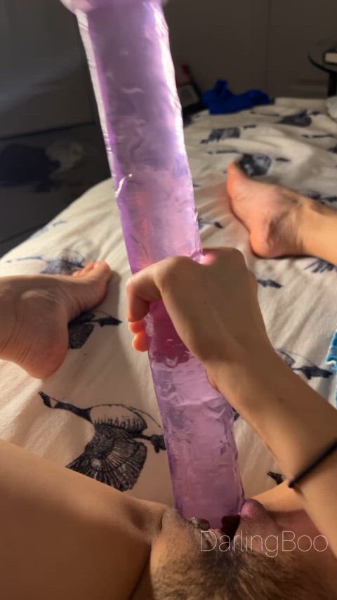 Don’t I look sexy taking in this beast of a dildo?