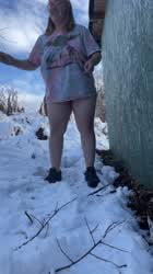 Wifey was a good girl for me and went potty outside in her panties