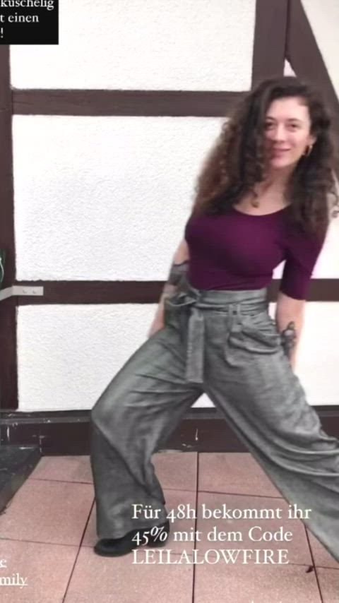 celebrity clothed curly hair german huge tits natural tits non-nude tight top vertical