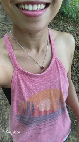 Fun hiked get to flash my tiny boobs on a trail