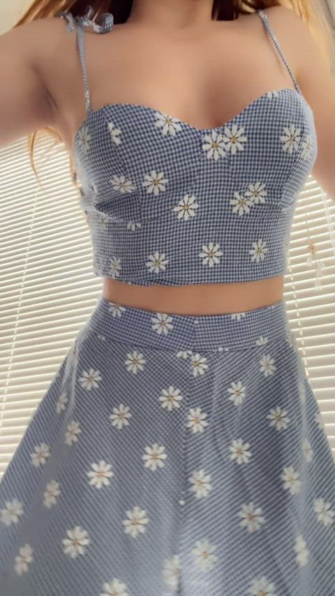 Would you fuck a busty redhead in her summer outfit?