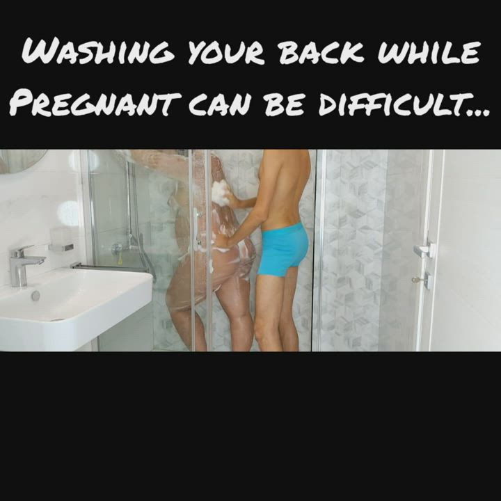 Helping Pregnant Mother in The Shower