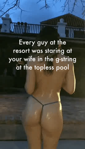 bikini caption cuckold pool