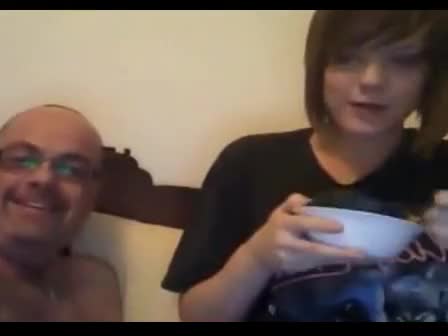 father and daughter on webcam
