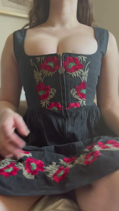 My perky boobs burst out so quick out of my old dress