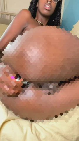 anal ass bubble butt butt plug caption censored ebony masturbating