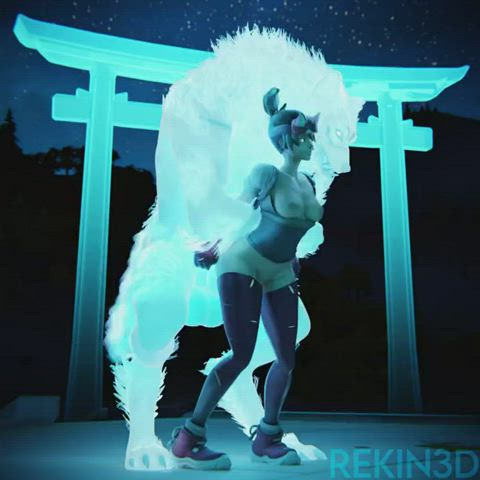 bouncing tits japanese jiggling kinky monster cock outdoor standing doggy werewolf