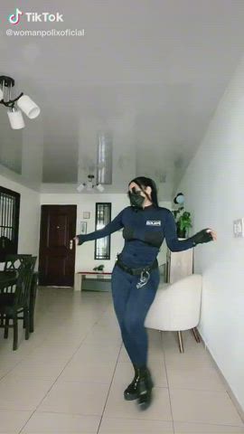 booty cosplay curvy dancing latina police tease tiktok uniform