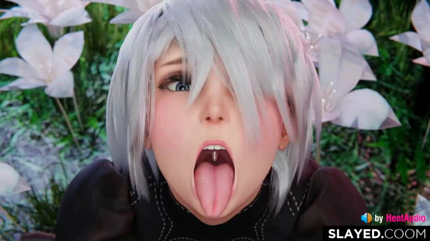 ahegao animation anime bbc big dick blowjob cockslap cum in mouth deepthroat gagging