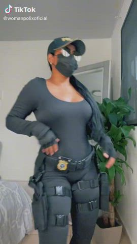 booty cosplay jiggling latina police tease tiktok twerking uniform