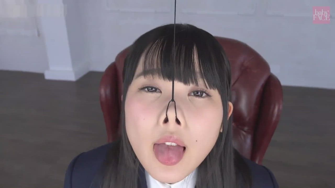 Baby face Japanese student gets engulfed in ropes of cum