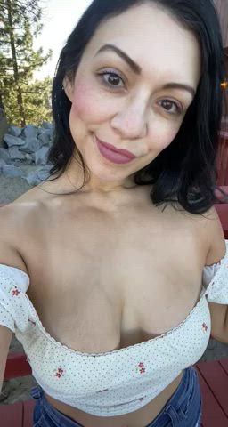Brunette Freckles Latina MILF Outdoor